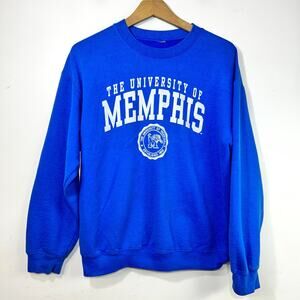 Vintage 1980s University of Memphis Sweatshirt Blue White Adult M